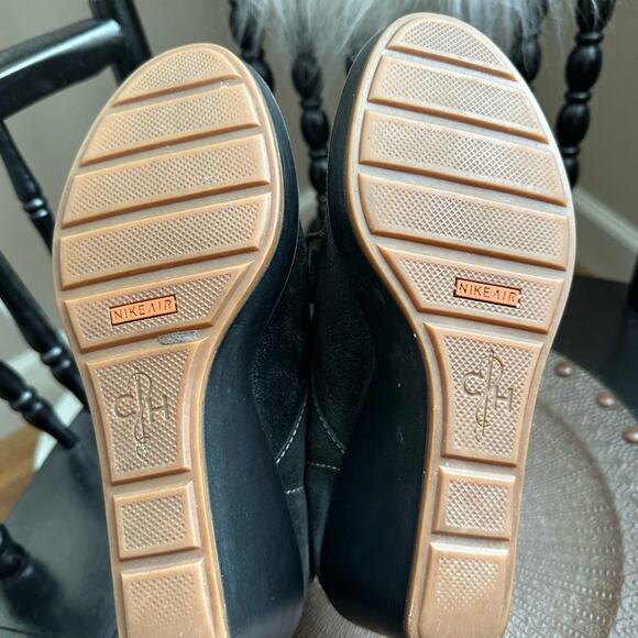 COLE HAAN NIKE AIR BLACK Britt chukka SUEDE WEDGE BOOTIE 8 - Picture 7 of 9